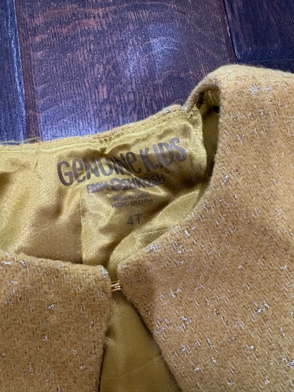 Osh Kosh Wool Blend Cape Chartreuse Mustard Sparkle 4 Kimono Sweater Jacket LN